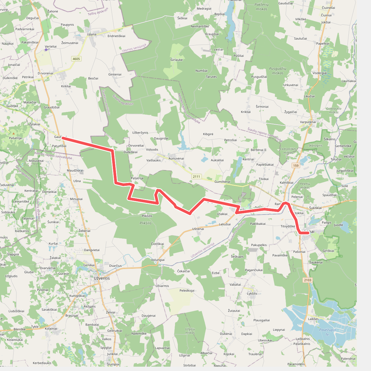 E11 section 75: Šaukėnai – Gaulėnai