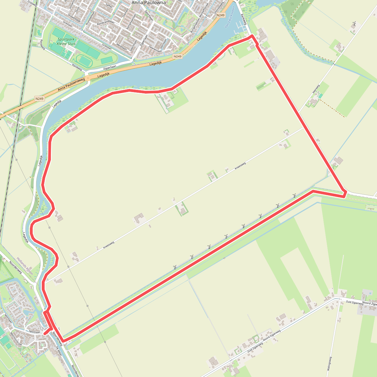 Gele route vanaf Startpunt Oudesluis
