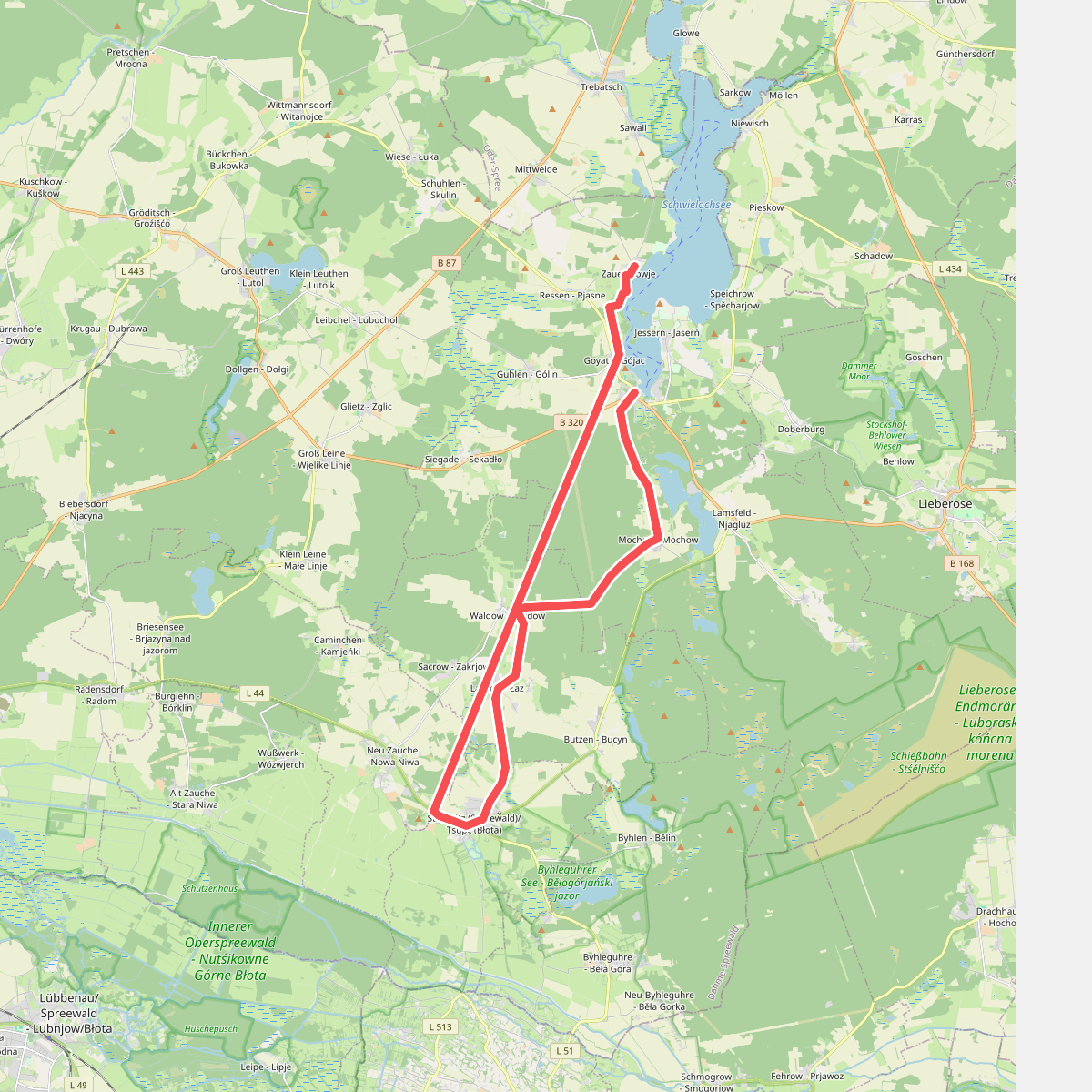 Jakobsweg ...-Goyatz-Waldow-Straupitz-...