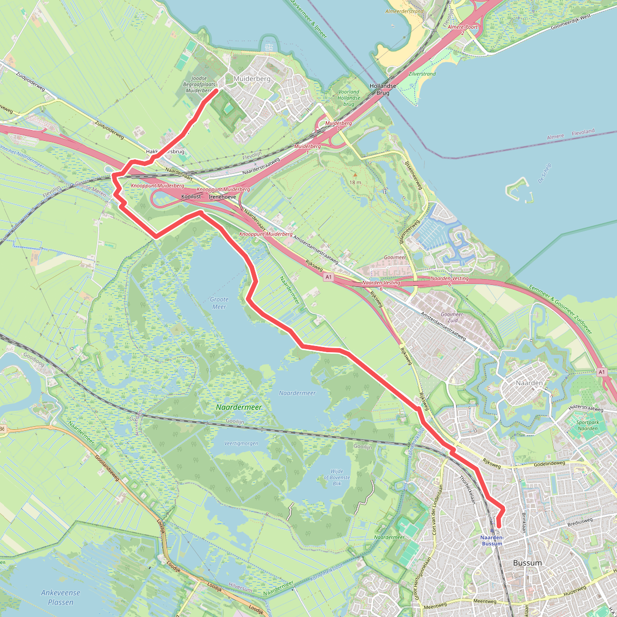 Muiderberg - Station Naarden-Bussum · Westerborkpad etappe 4