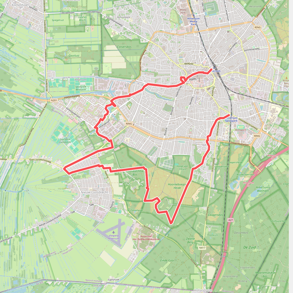 Station Hilversum - Station Hilversum Sportpark · Westerborkpad etappe 6