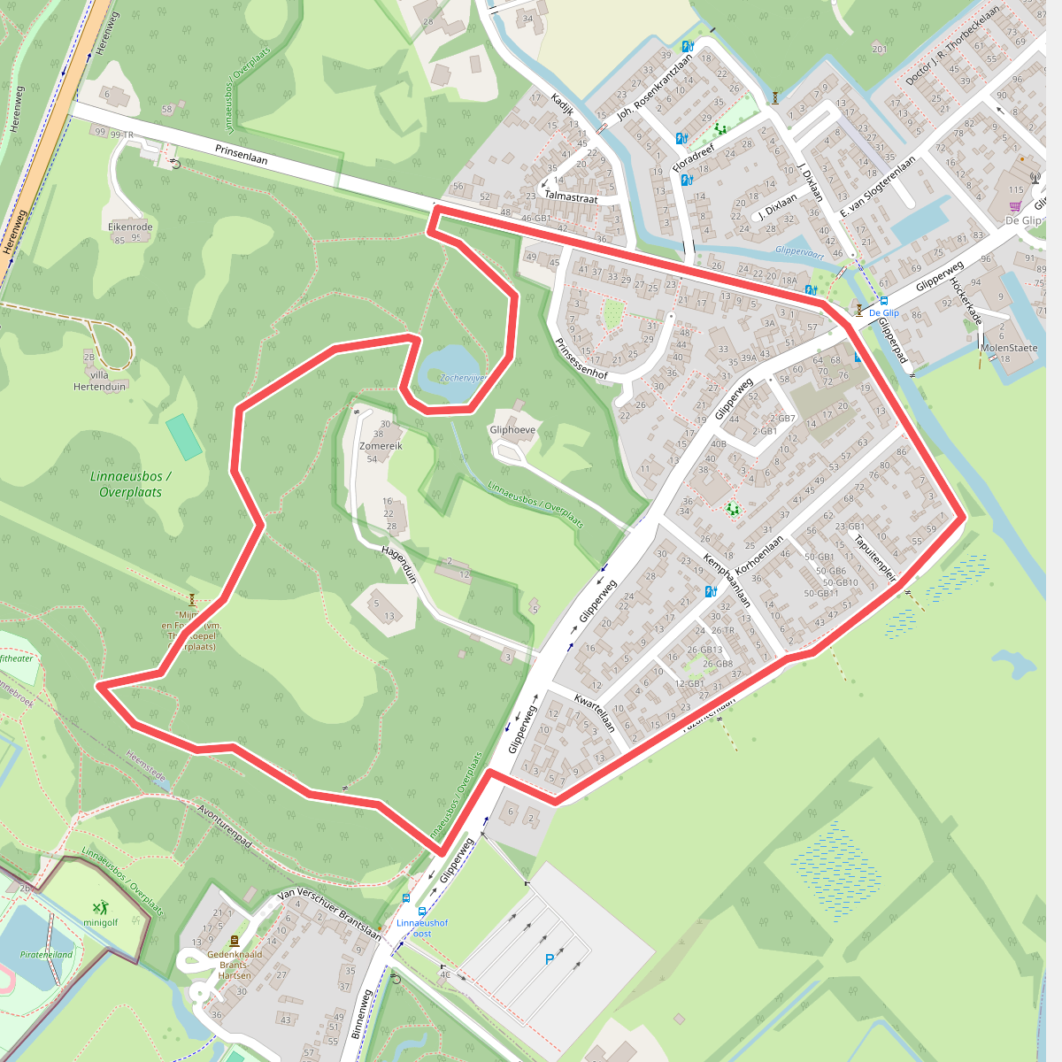 Overplaatsroute (zwart)