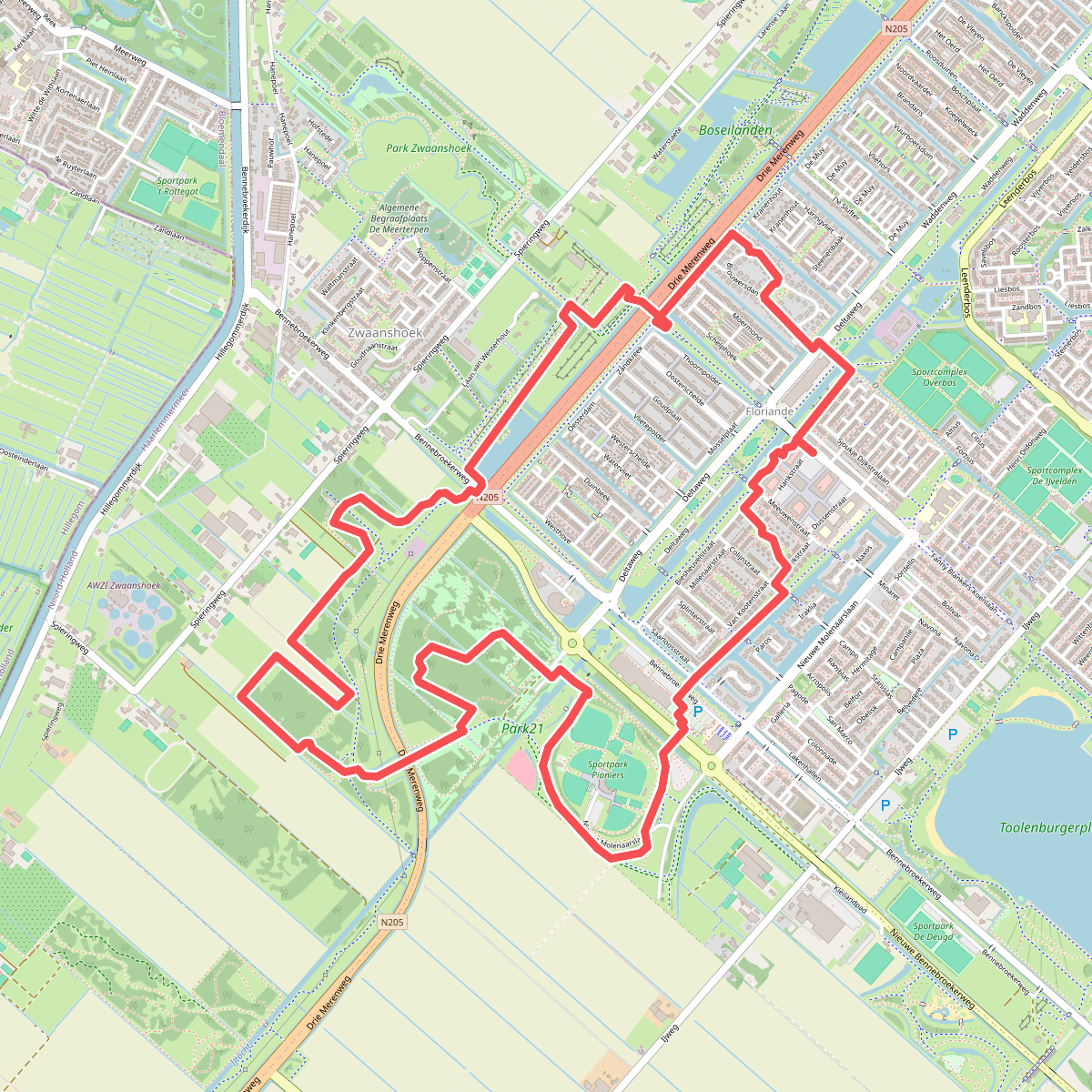 Pioniersroute (geel)