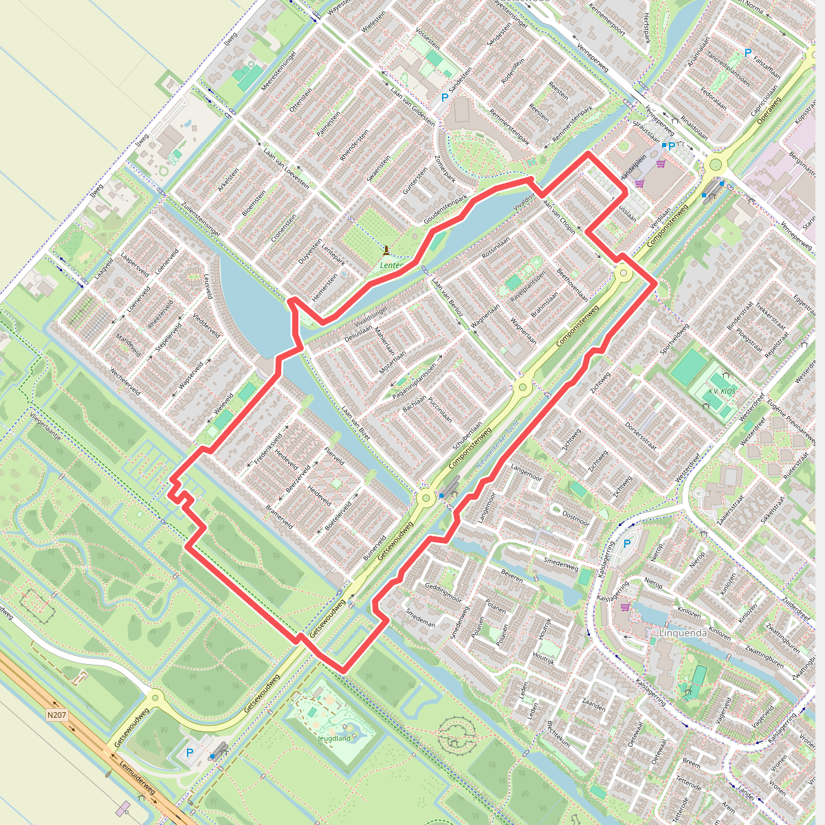 Lente en Zomerroute (groen)