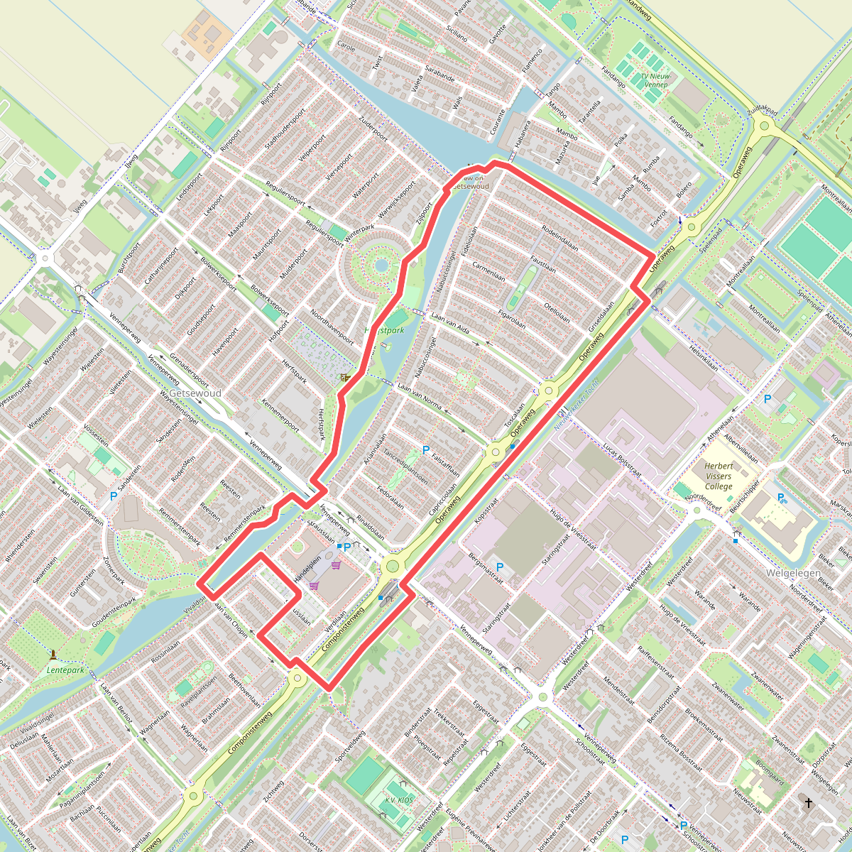 Herfst en Winterroute (rood)