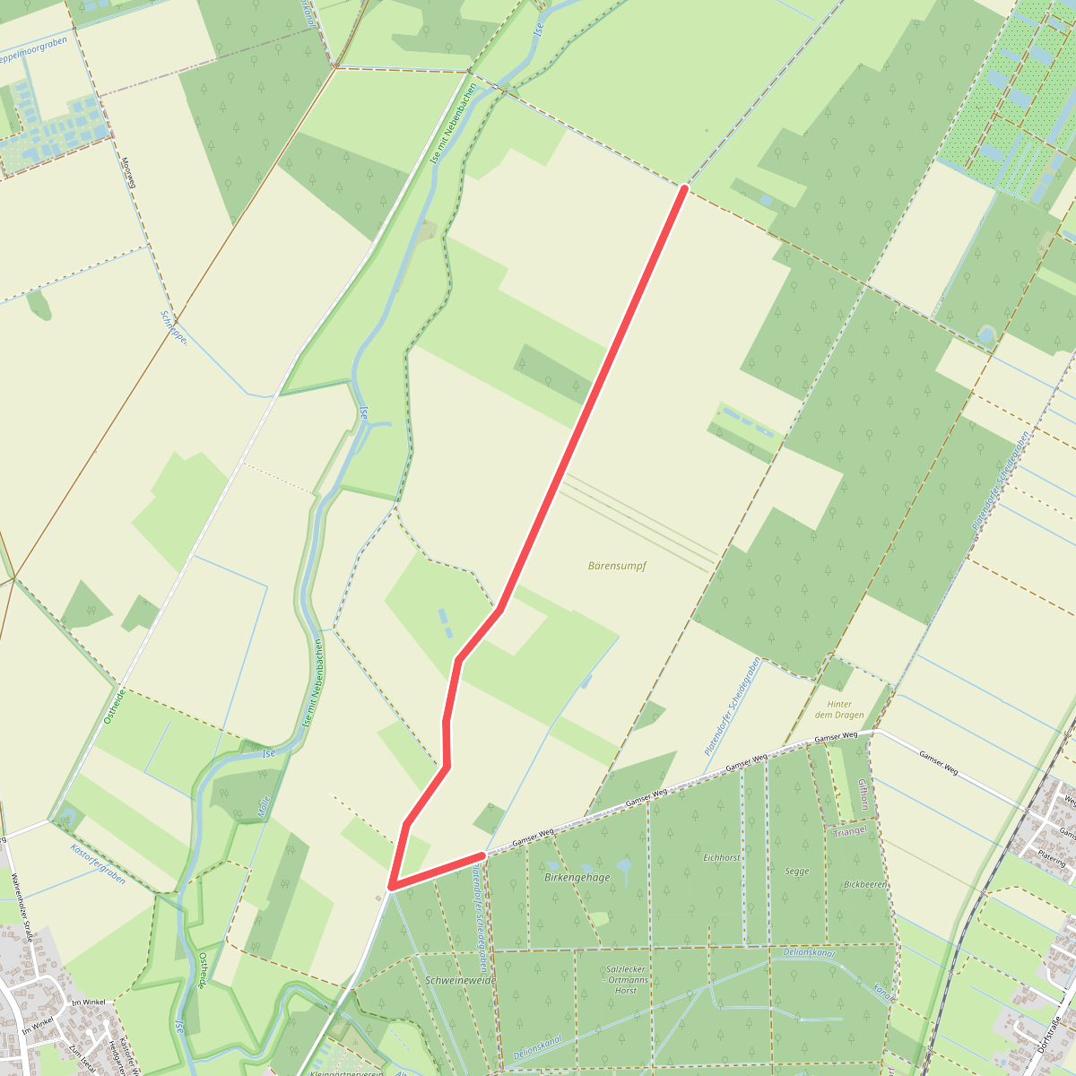 Alternative zum Europäischen Fernwanderweg E6 entlang der Ise
