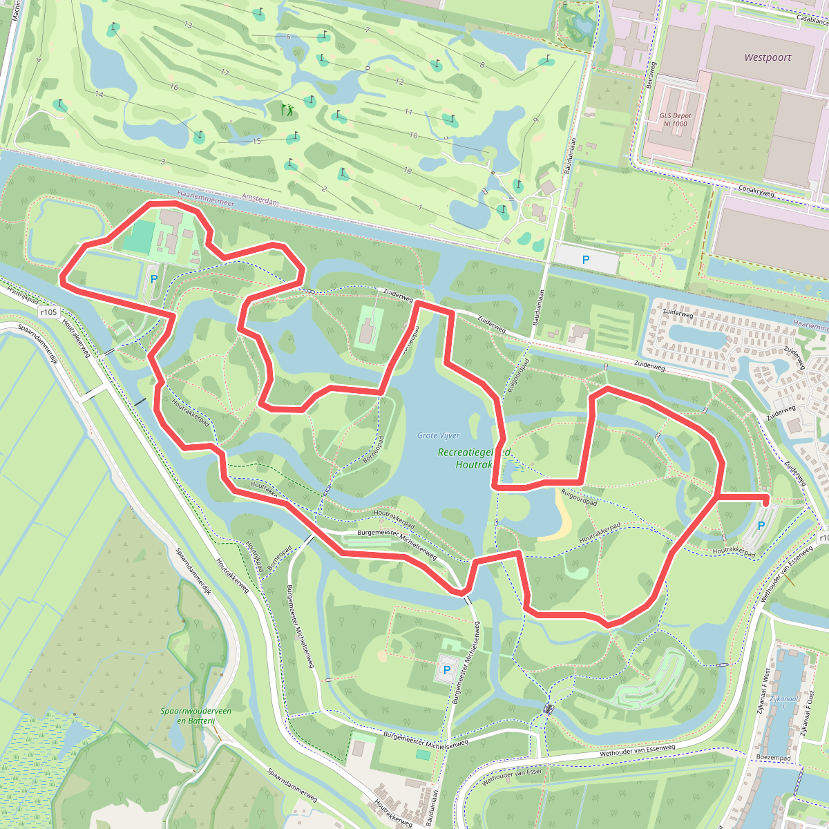 Houtrakroute (rood)
