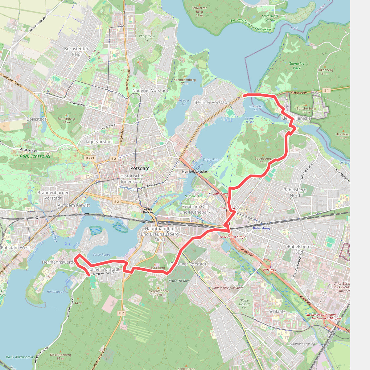 Stadtwanderroute Hermannswerder - Glienicker Brücke