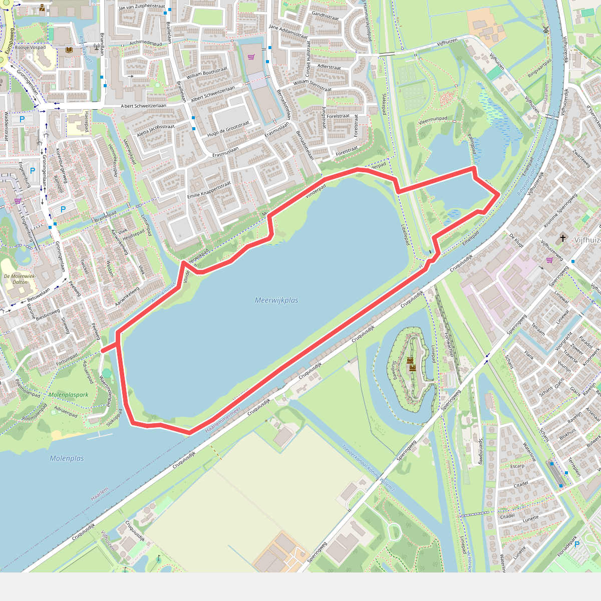 Ommetje Meerwijkplas (rood) 