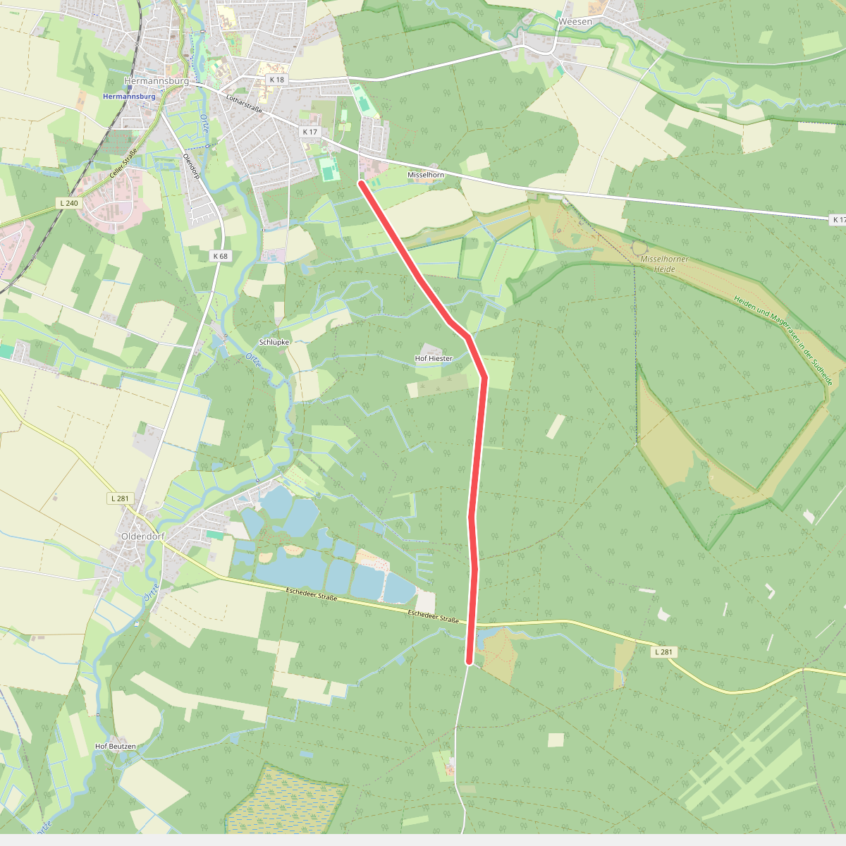 Früher Europäischer Fernwanderweg E1, Hermannsburg