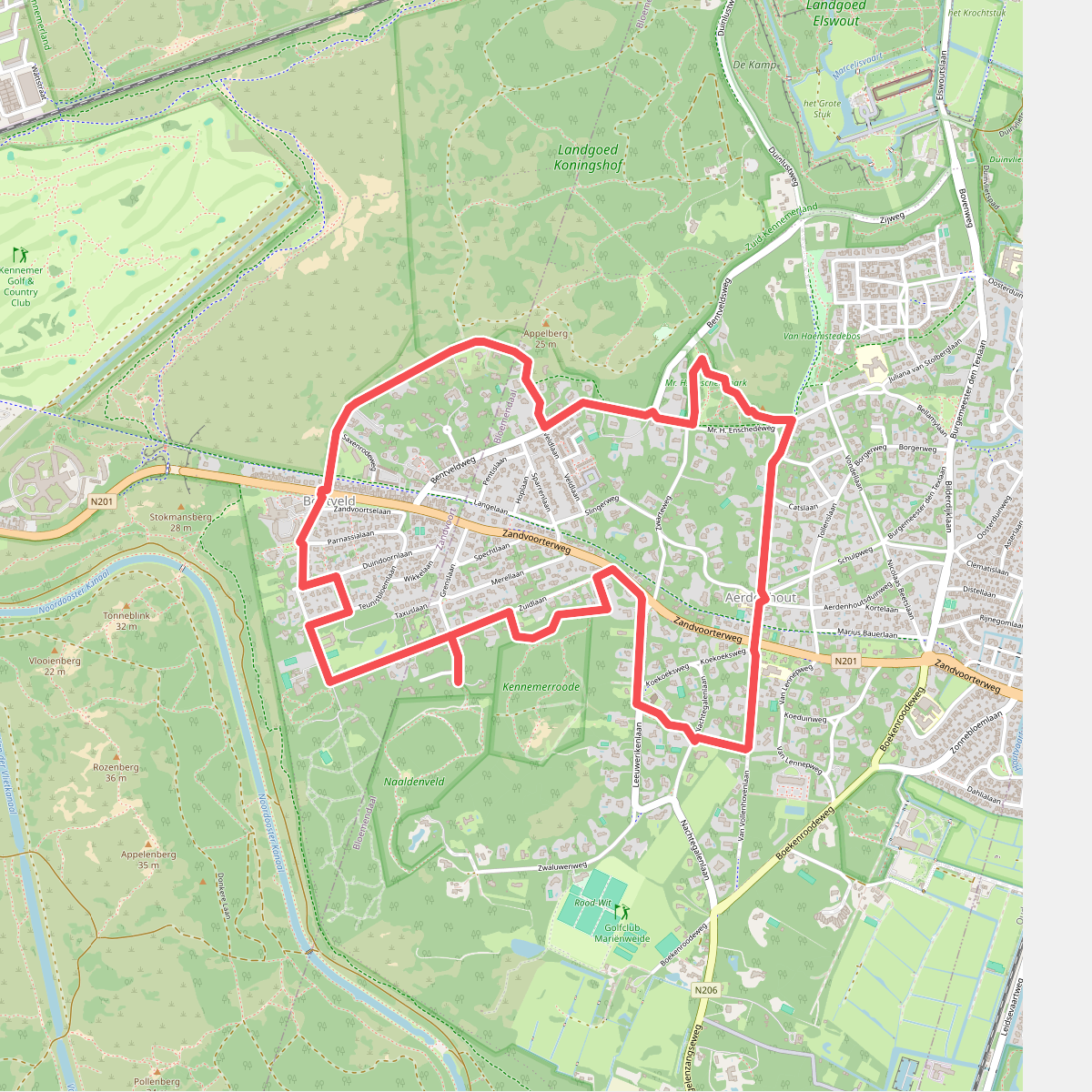 Bentveldroute (geel) 