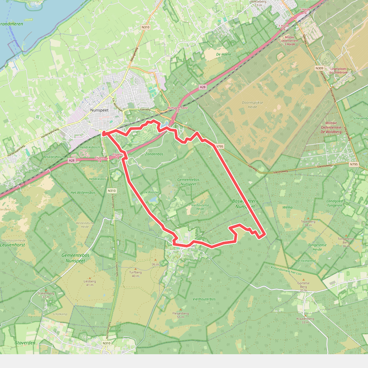 Station Nunspeet - Verscholen Dorp · Westerborkpad etappe 14