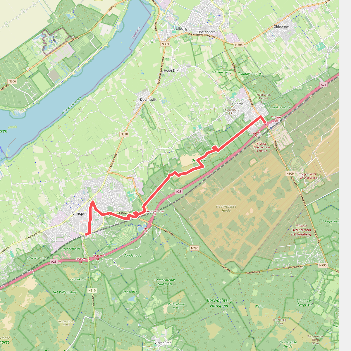 Station Nunspeet - Station 't Harde · Westerborkpad etappe 15
