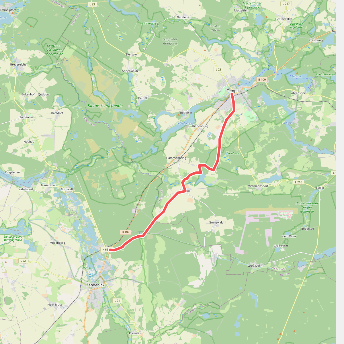 Roter Balken Zehdenick-Templin