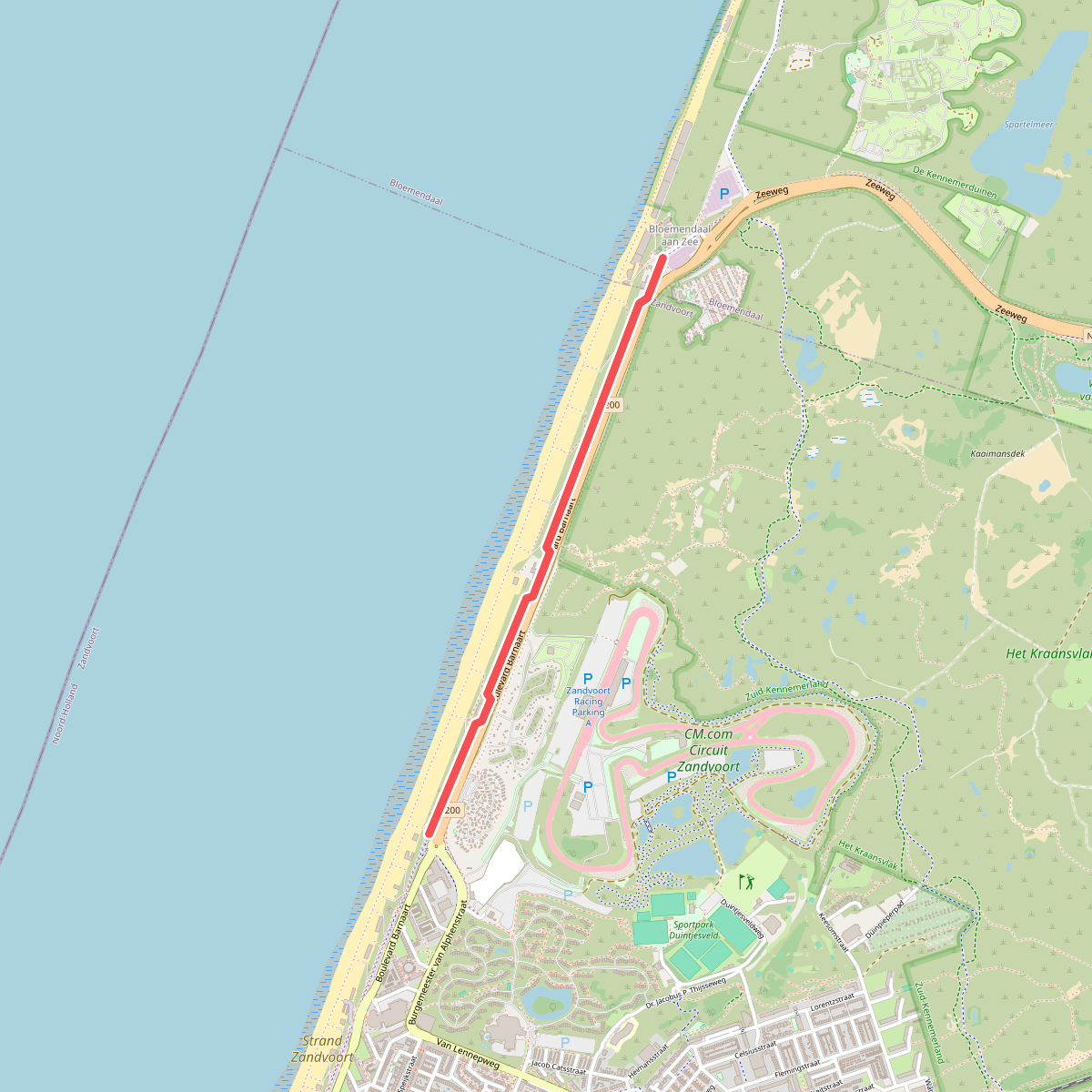 verbindingsroute richting Zandvoort (grijs) 