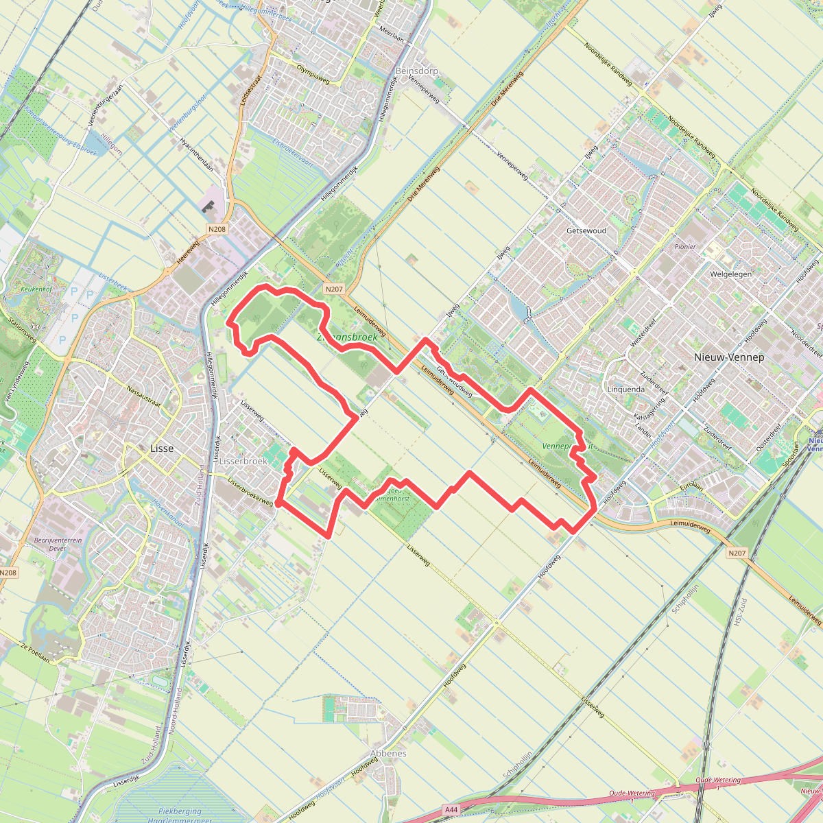 Olmenhorstroute (zwart)