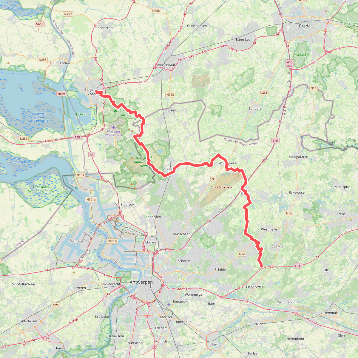 GR 5 Belgie, Vlaanderen Noord