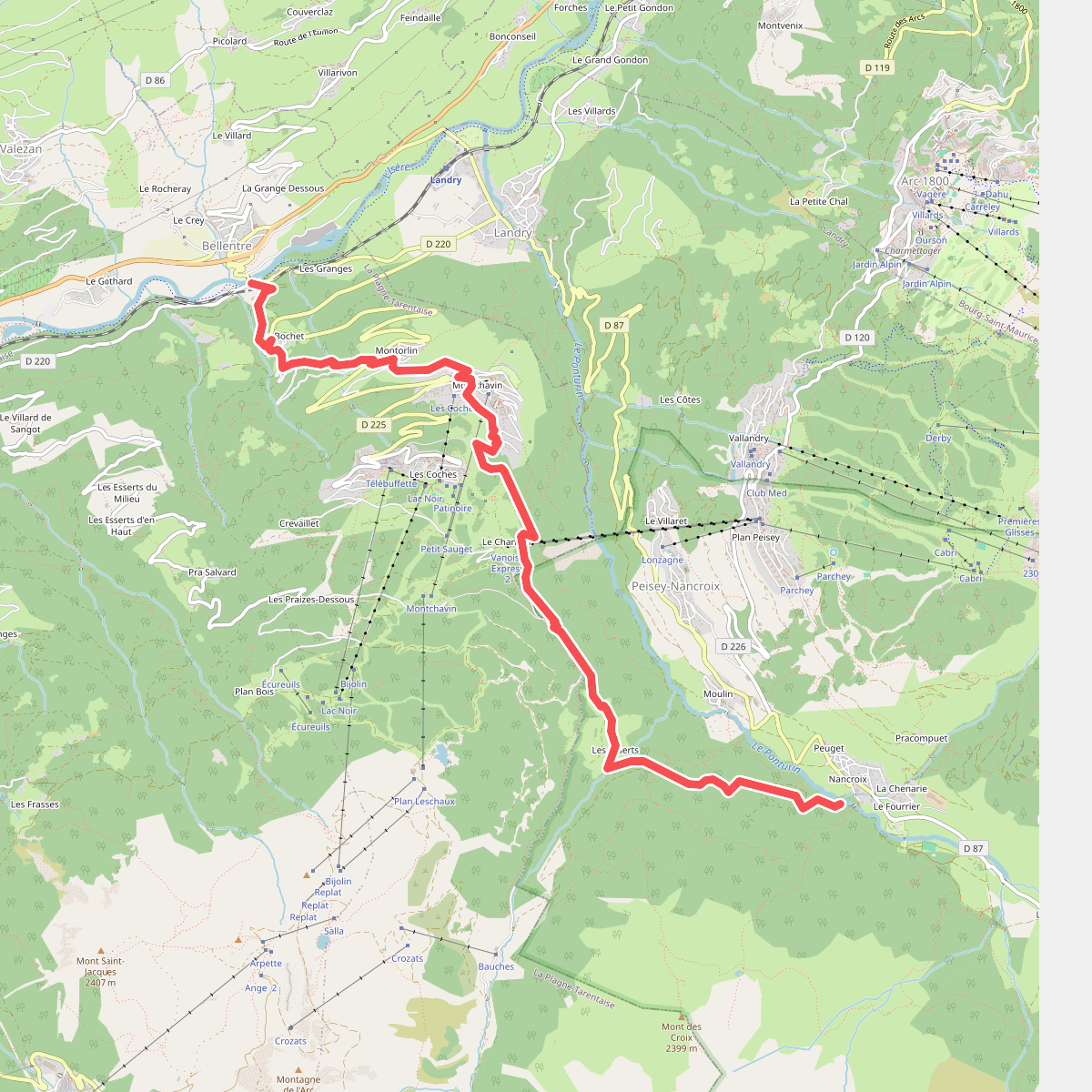 Grande Traversée des Alpes - variante Montchavin (ancien tracé principal)