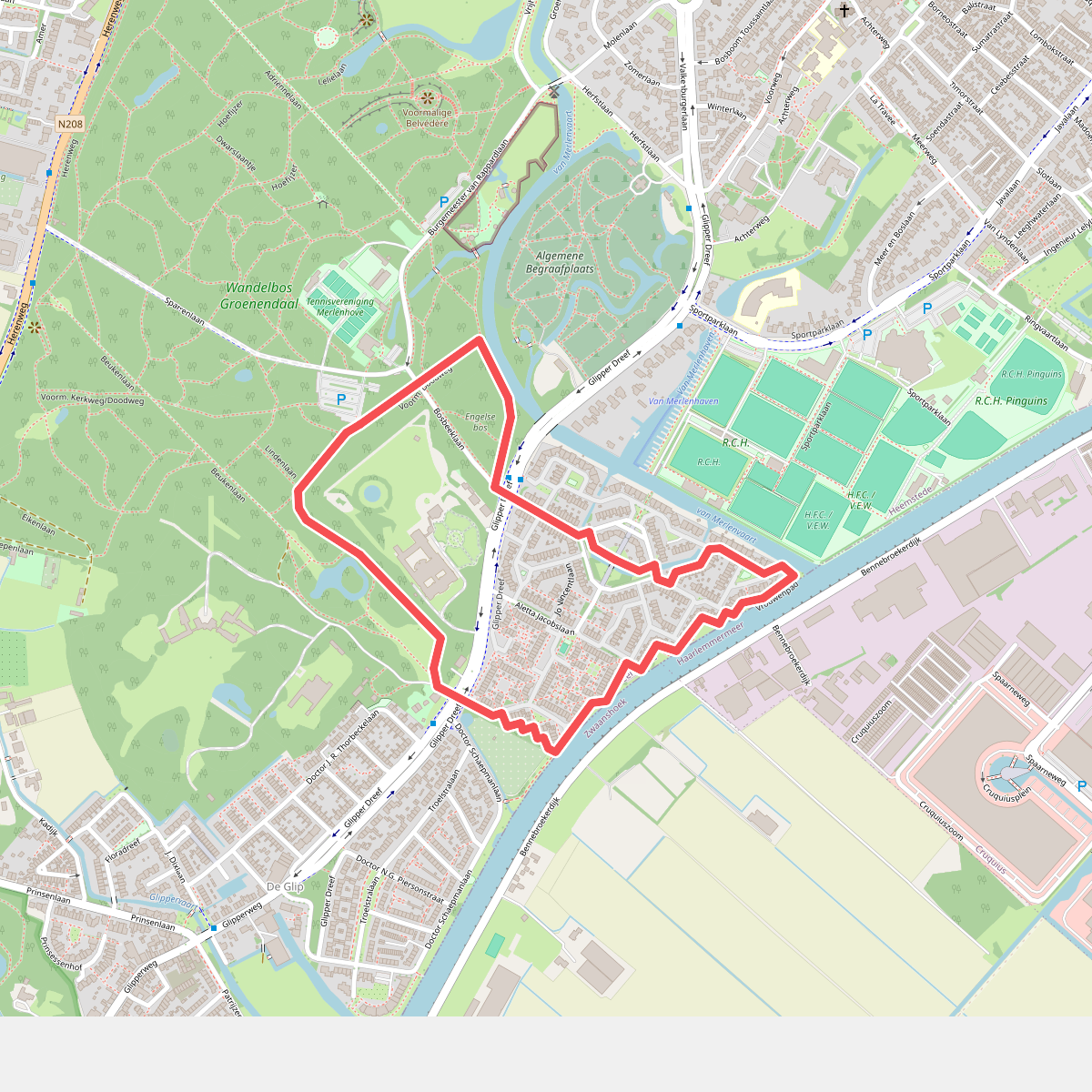 Bosbeekroute (blauw) 
