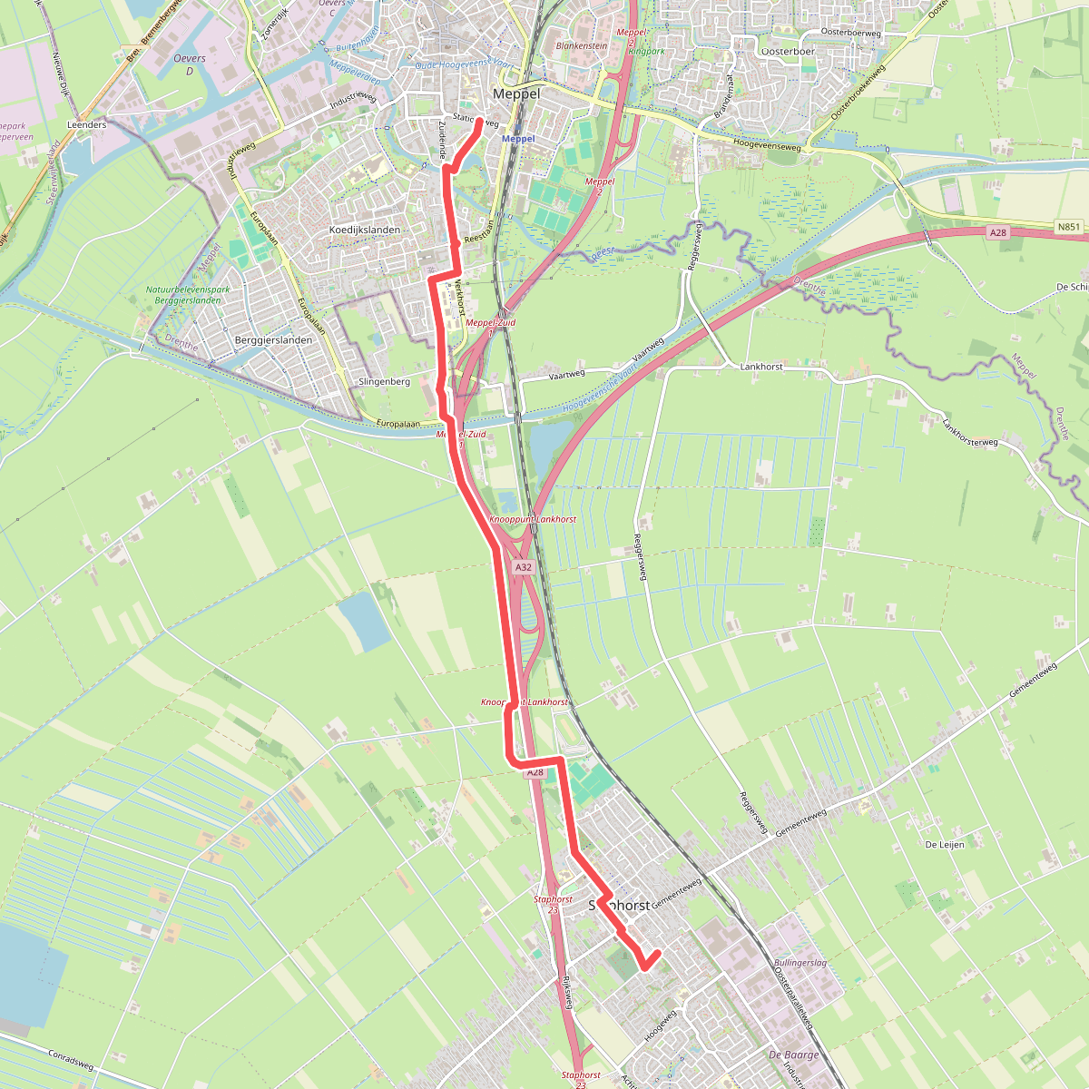 Staphorst - Station Meppel · Westerborkpad etappe 22