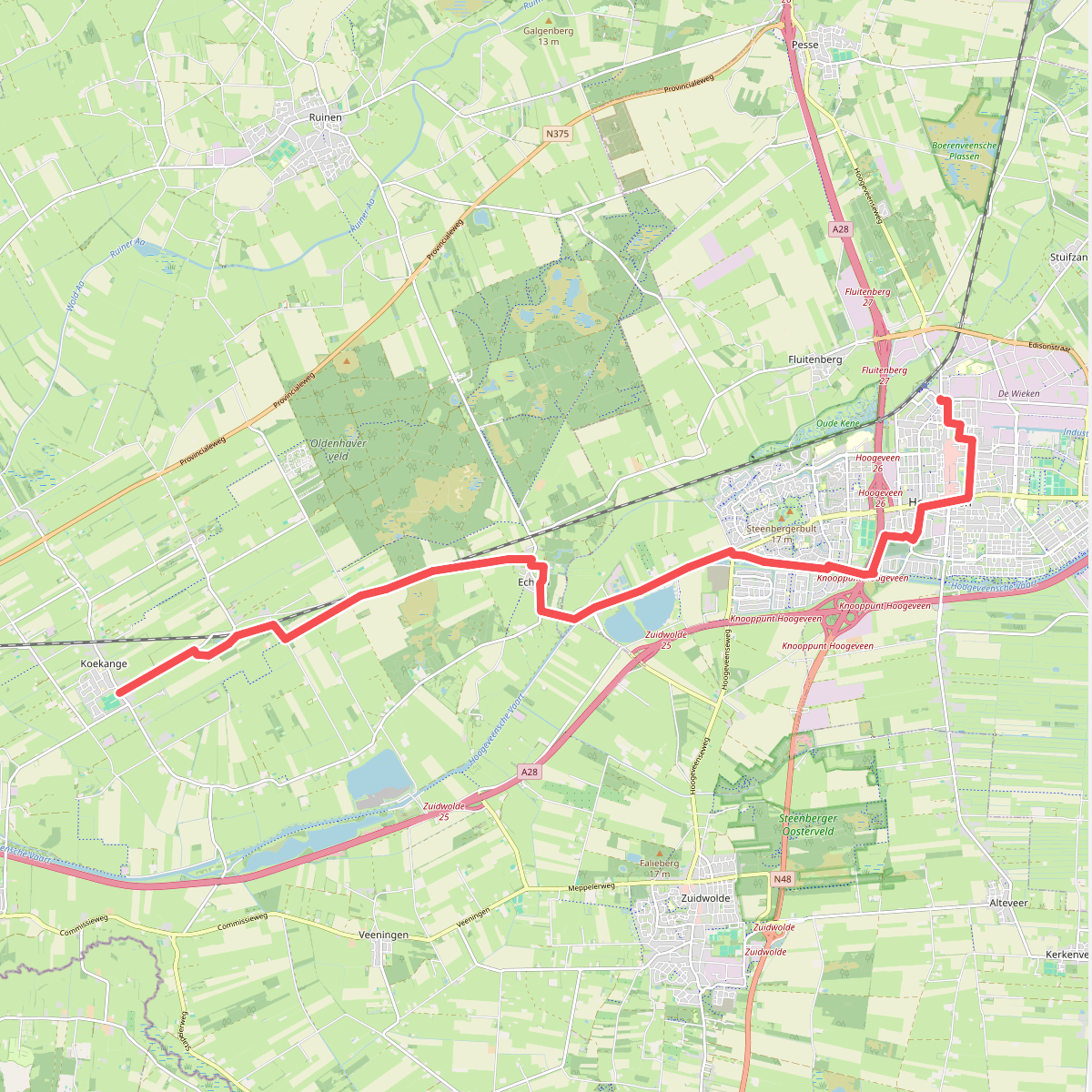 Koekange - Station Hoogeveen · Westerborkpad etappe 24