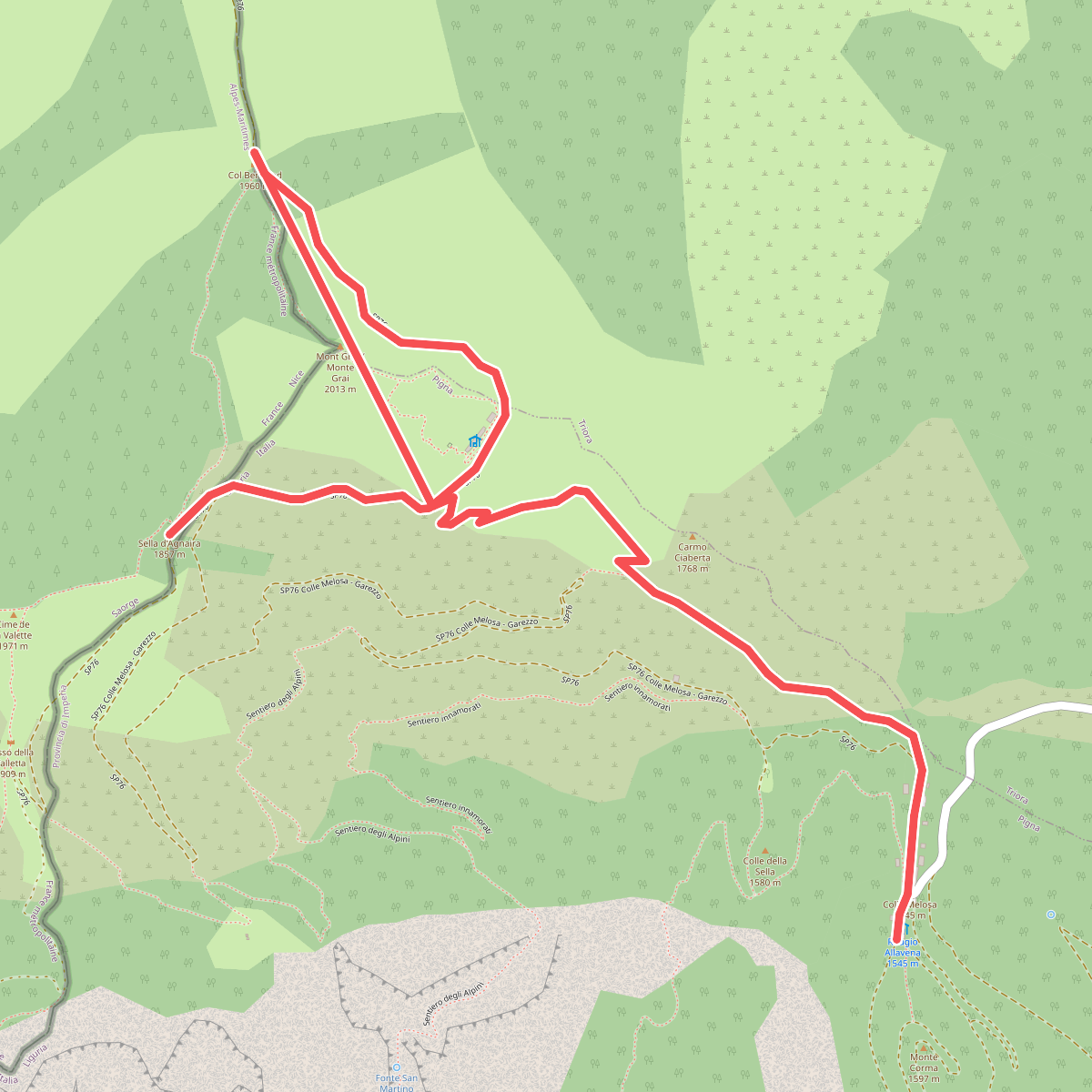 Sentiero per Rifugio Allavena, Colla Melosa