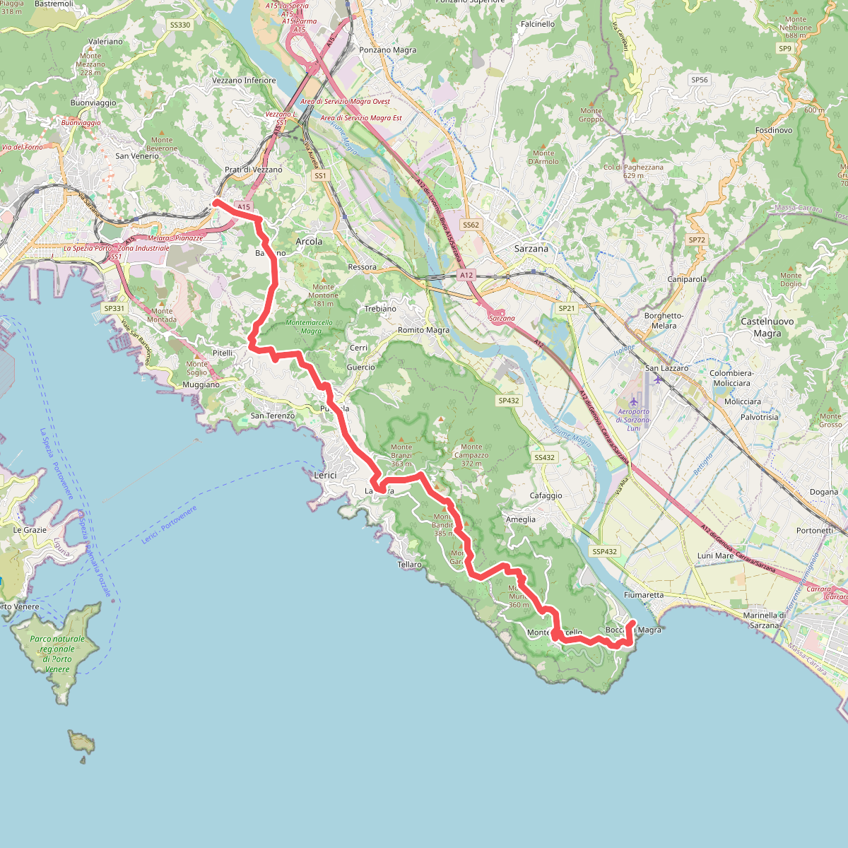 Alta Via del Golfo: Bocca di Magra - Il Termo