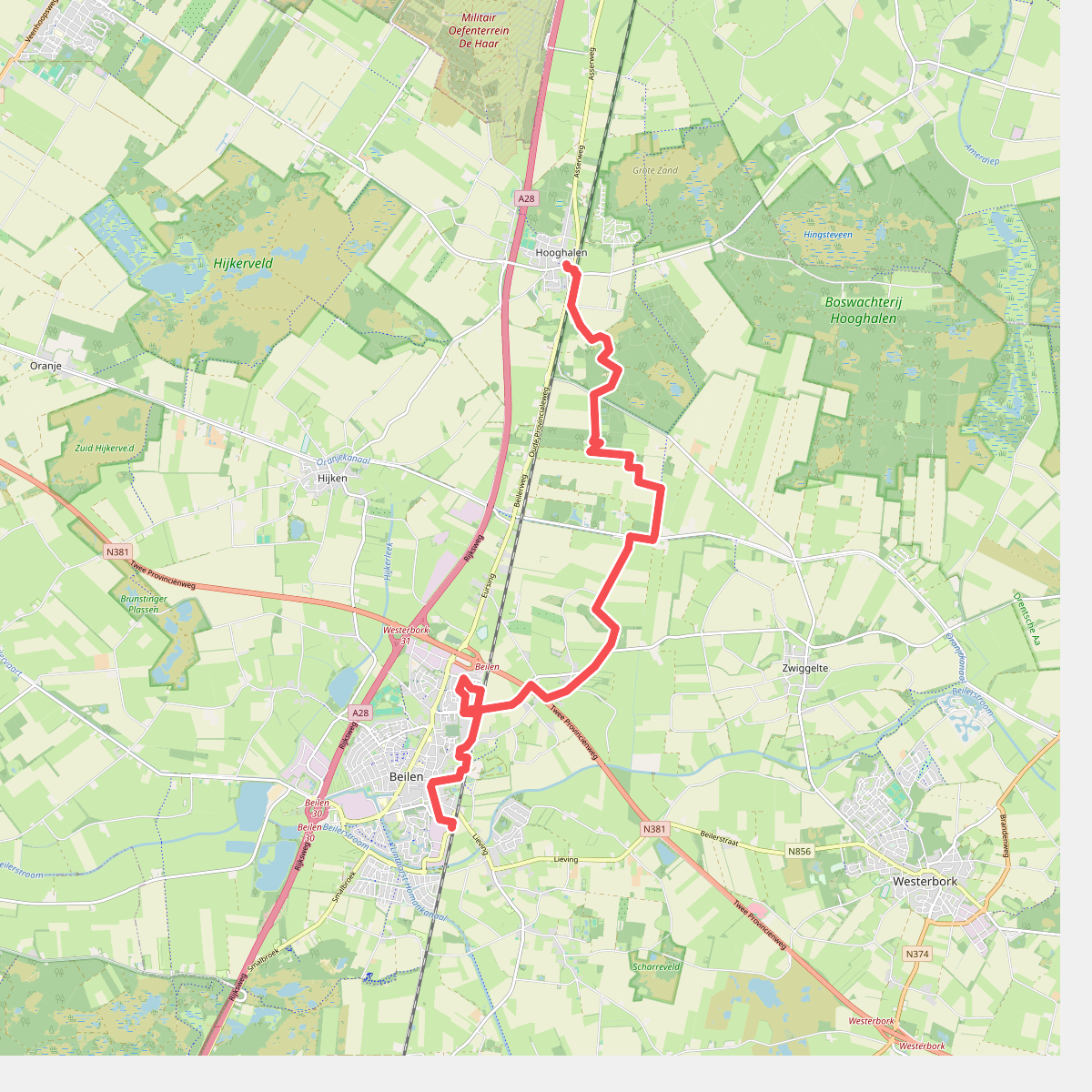 Station Beilen - Hooghalen · Westerborkpad etappe 28