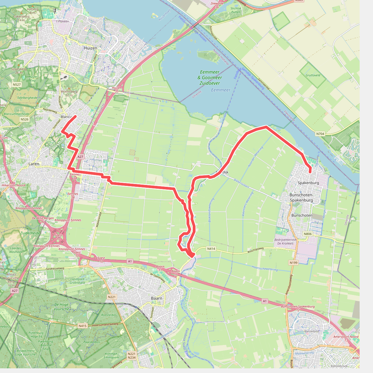Blaricum - Bunschoten-Spakenburg · Zuiderzeepad etappe 9