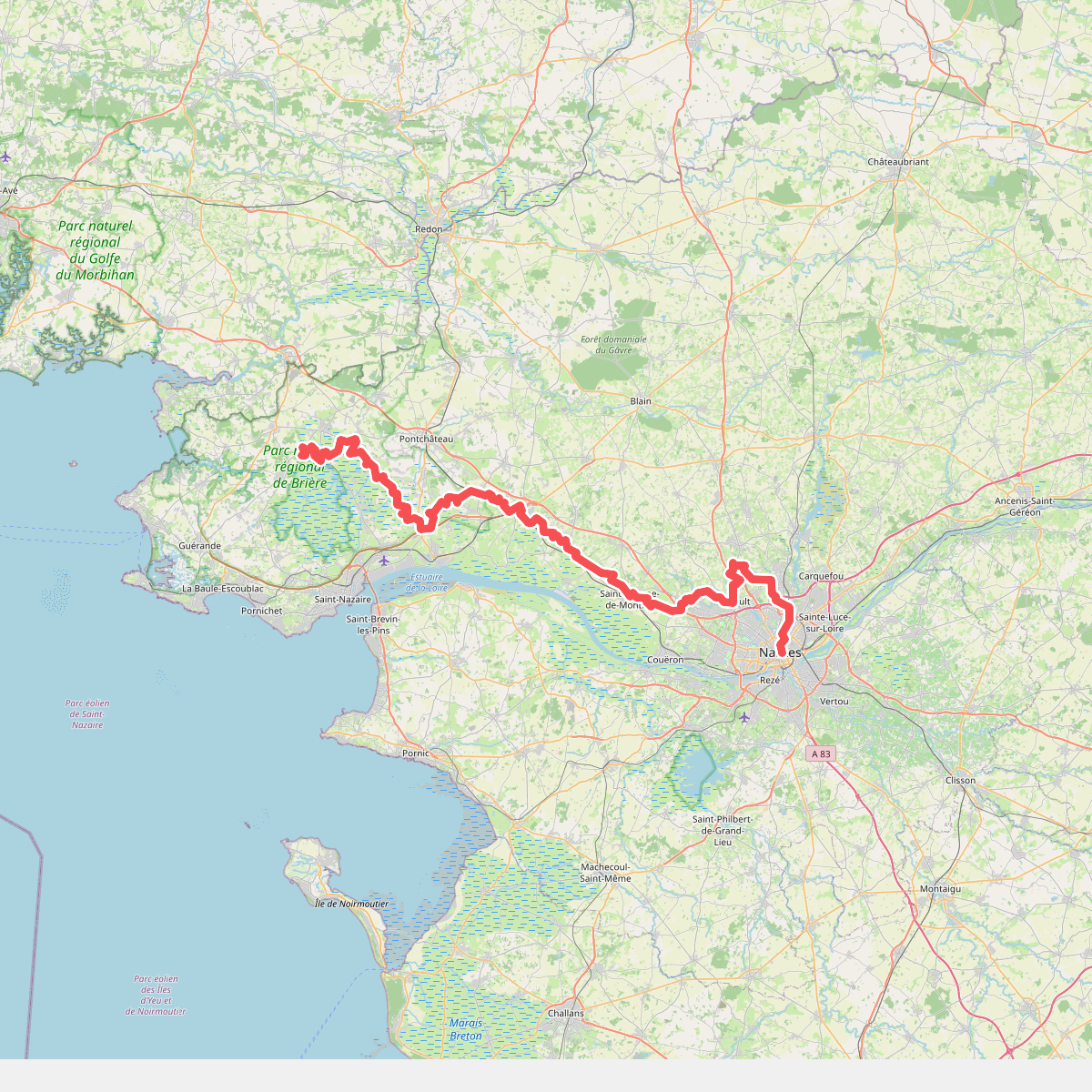 European long distance path E5, France, south variant · Saint-Lyphard – Nantes
