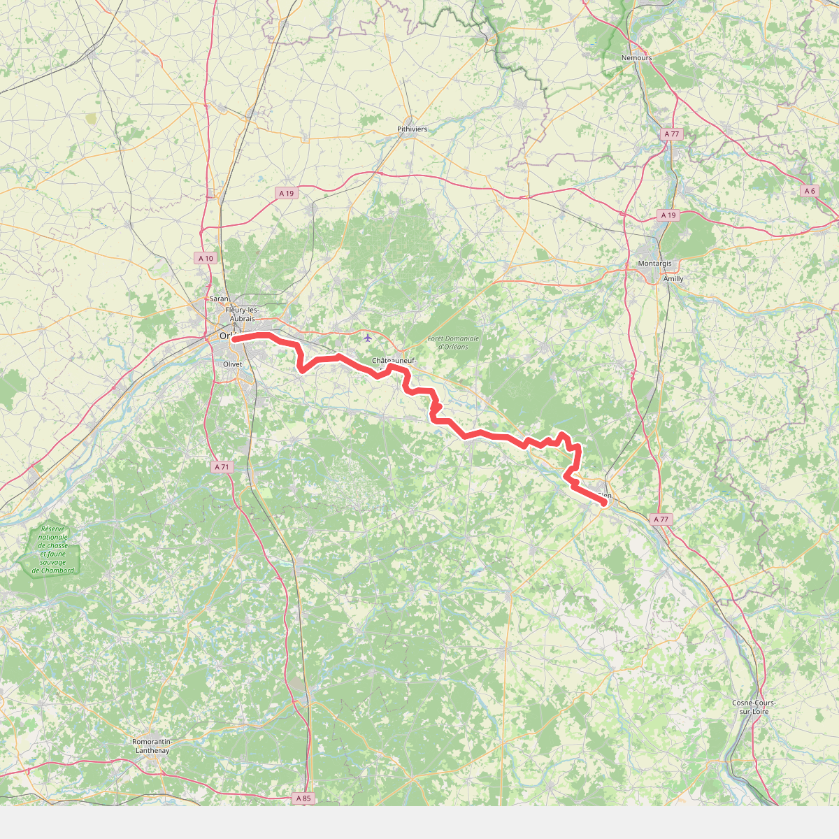 European long distance path E5, France, south variant · Orléans – Gien