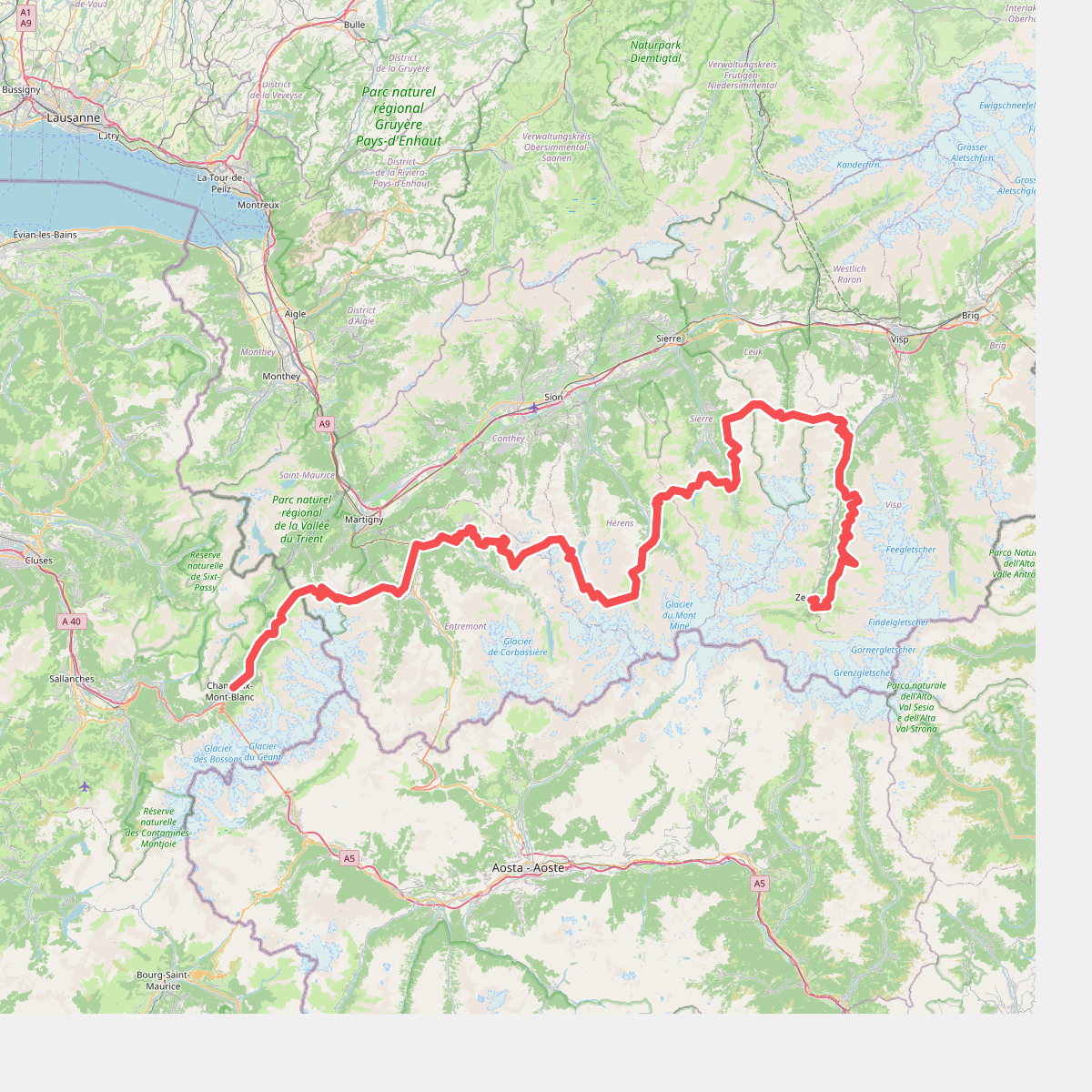 Chamonix-Zermatt Walker's route