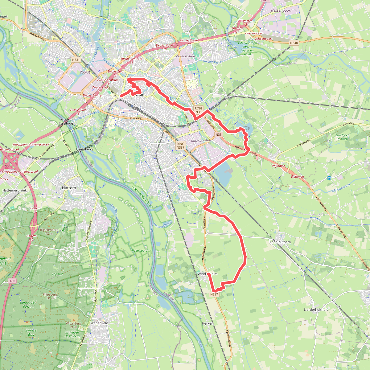Windesheim - Zwolle (station 150m) · Hanzestedenpad etappe 6