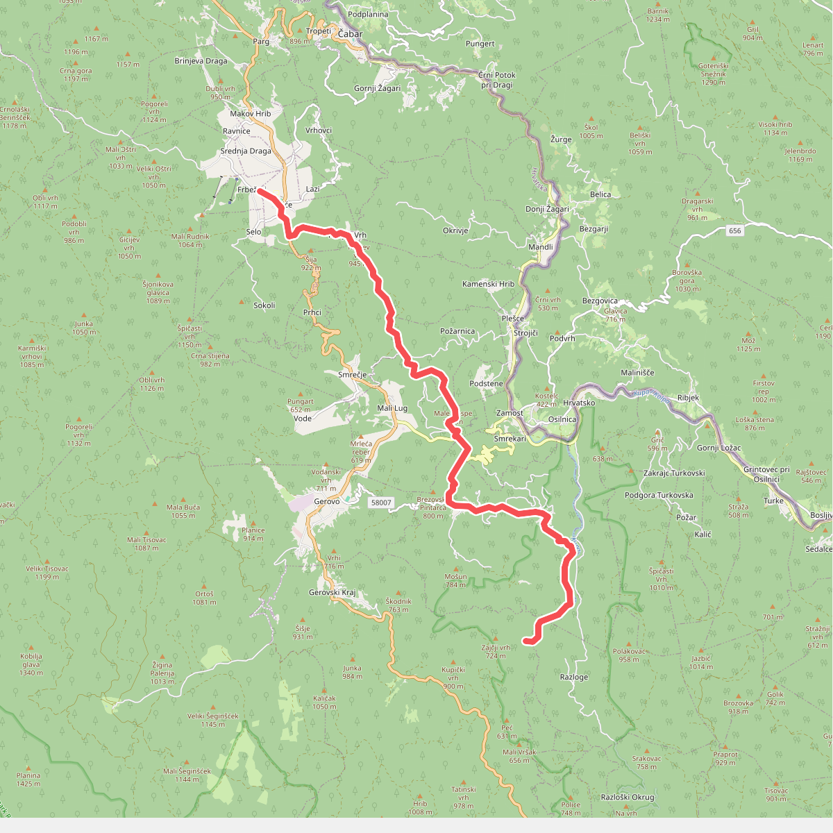 Tršće - Sveta gora - Izvor Kupe - Crni Lug