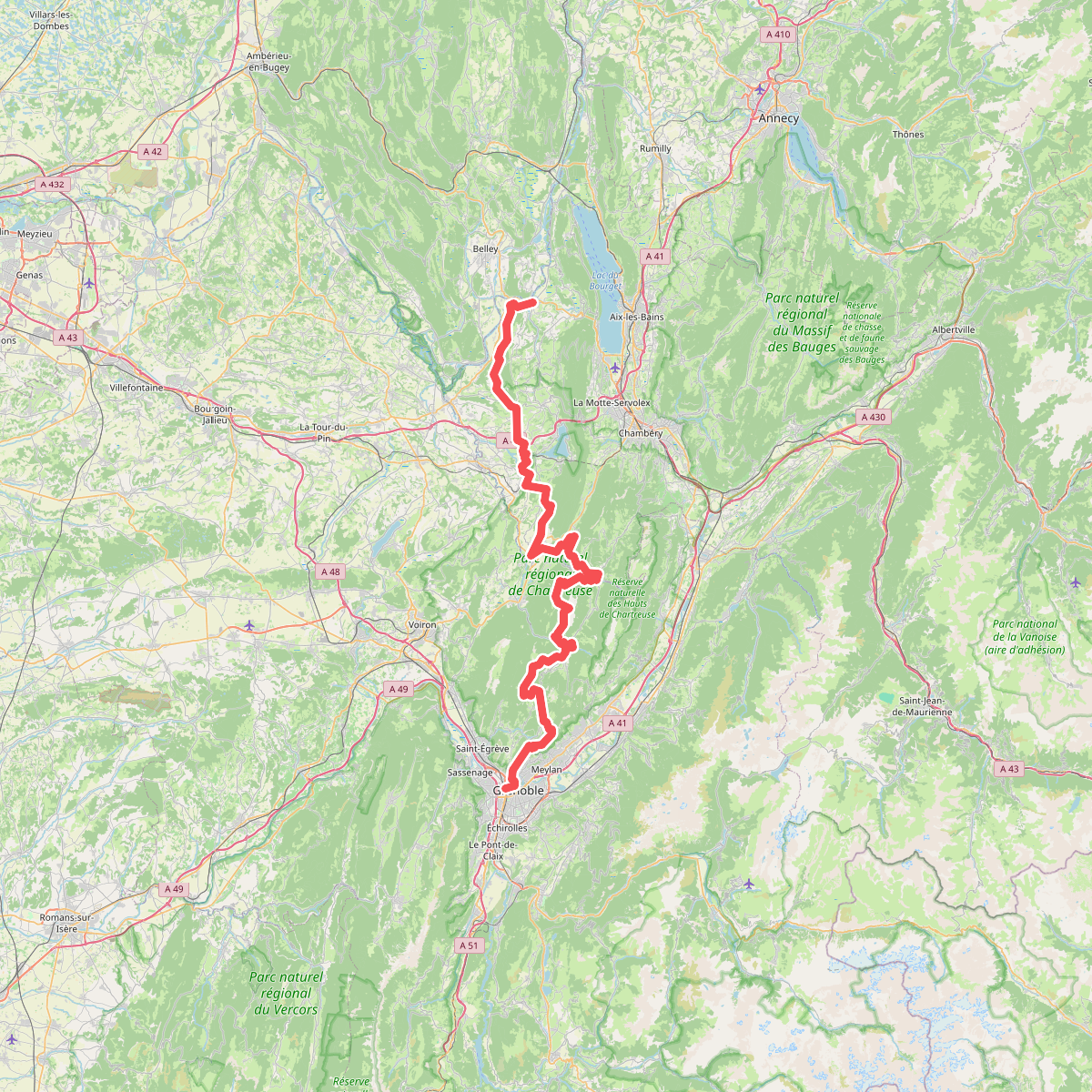 Chemin de randonnée Européen E4, partie française · Yenne – Grenoble