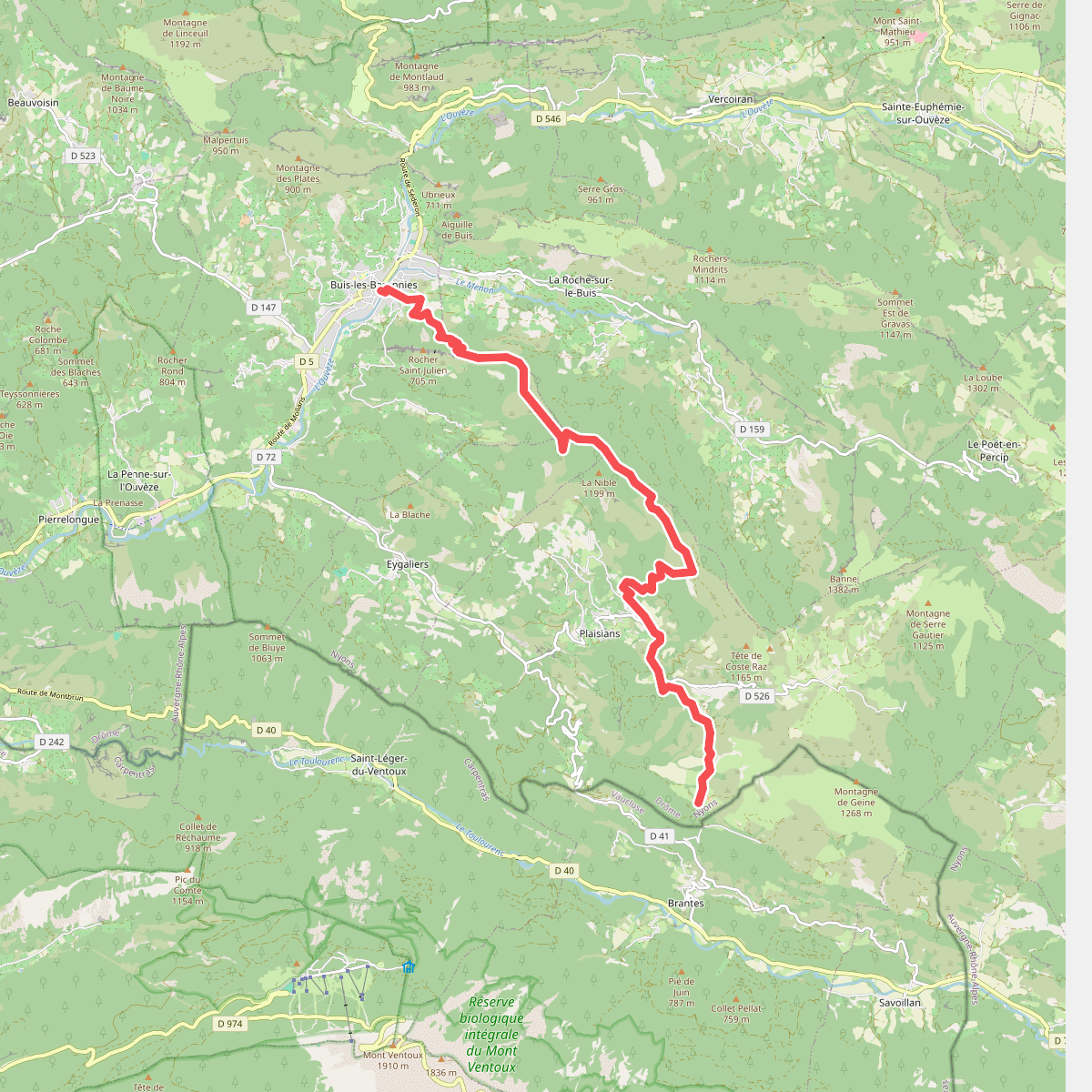 Chemin de randonnée Européen E4, partie française · Buis-les-Baronnies – Ruisseau de Sénaris