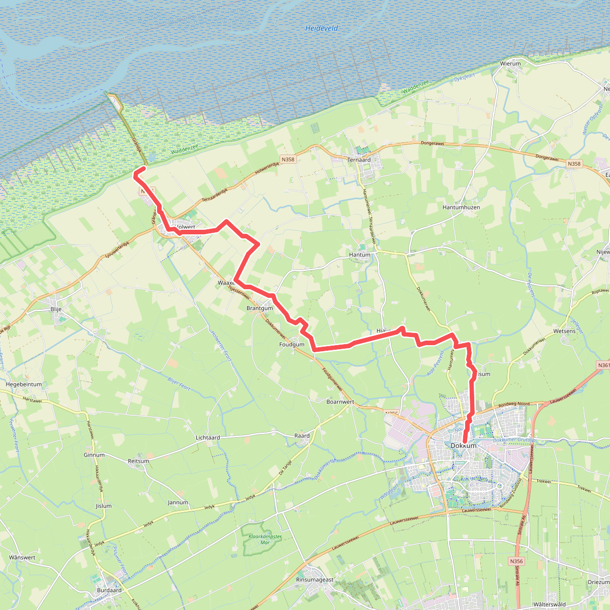 Variant naar Holwerd · Friese Woudenpad etappe 12
