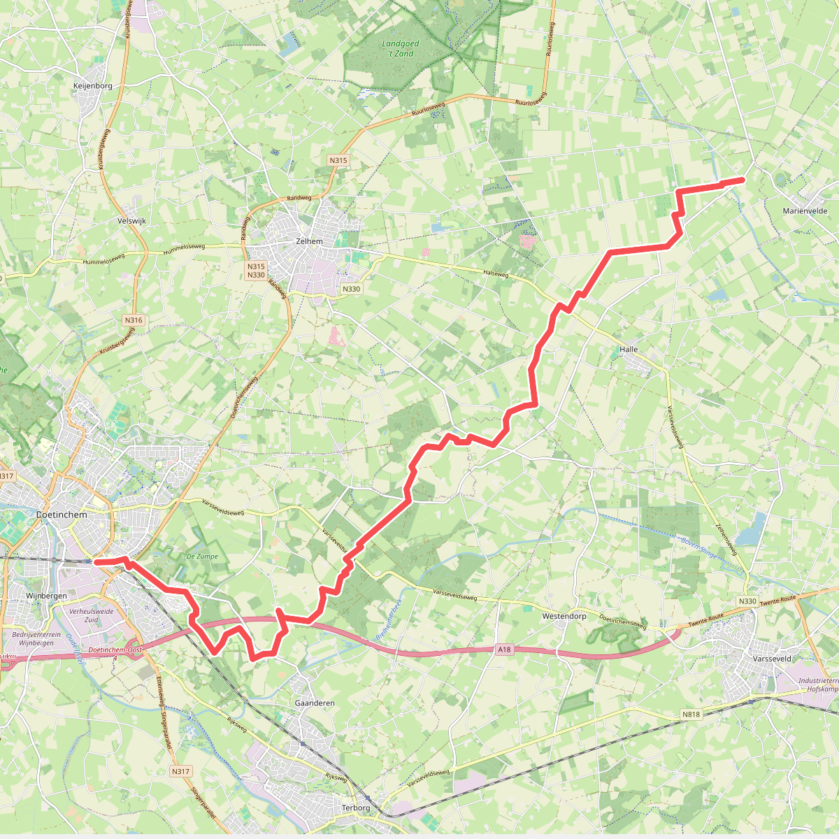 Mariënvelde - Doetinchem station · Graafschapspad etappe 4