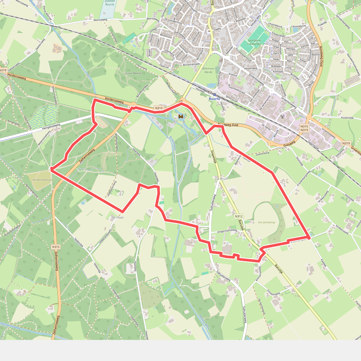 Klompenpad Bruilschepad verkorting Noord