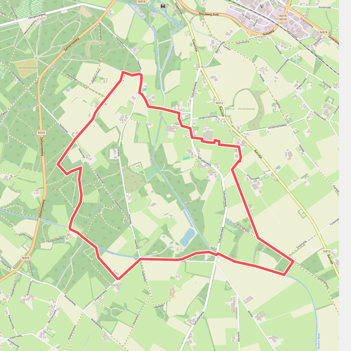 Klompenpad Bruilschepad verkorting Zuid