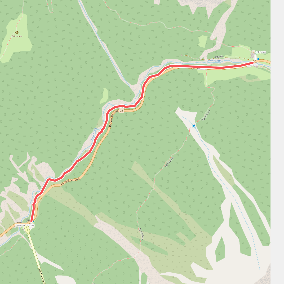 Nationalpark Wanderroute 14 (Punt la Drossa - Il Fuorn)