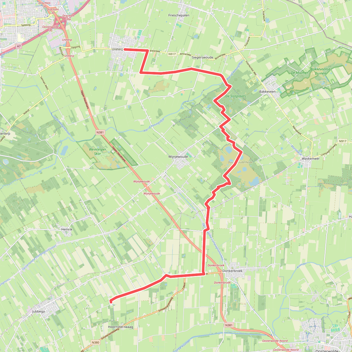 Variant Ureterp - Hoornsterzwaag · Friese Woudenpad etappe 13