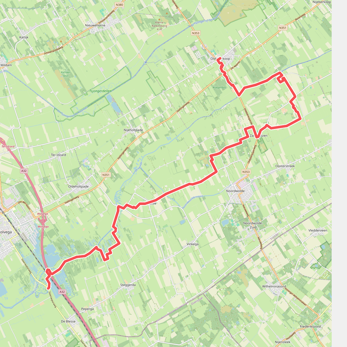 Wolvega - Oldeberkoop · Stellingenpad etappe 8