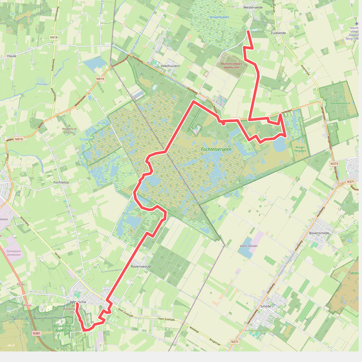 Westervelde - Appelscha · Stellingenpad etappe 12