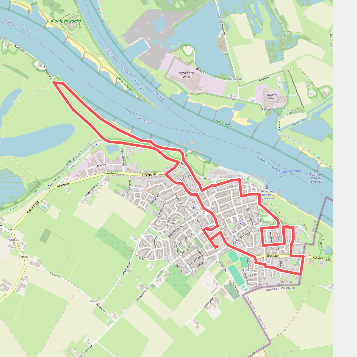 Ommetje Millingen - 4 of 8 km.