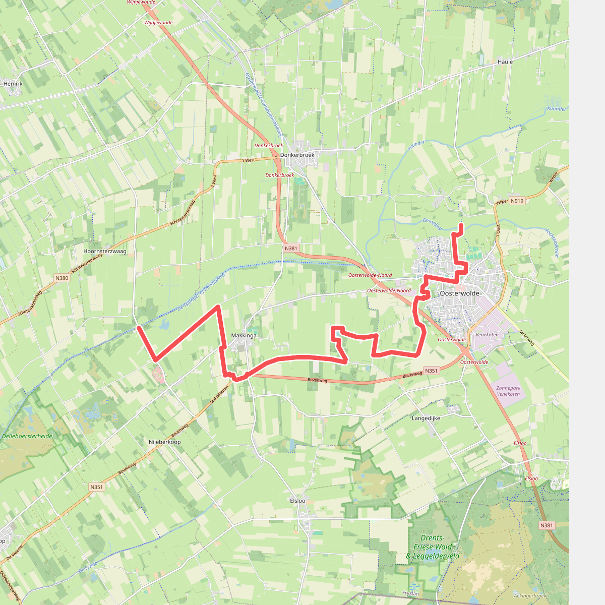 (Doorsteek) Prikkeldam - Oosterwolde · Stellingenpad etappe 13