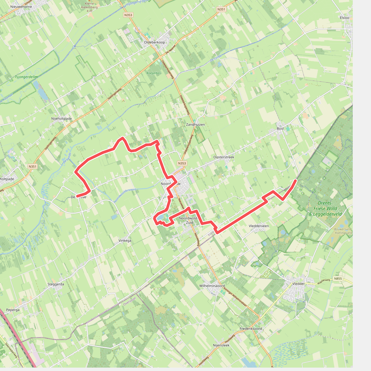 Kolonievaart - De Hoeve (voormalig Domelapad) · Friese Woudenpad etappe 14