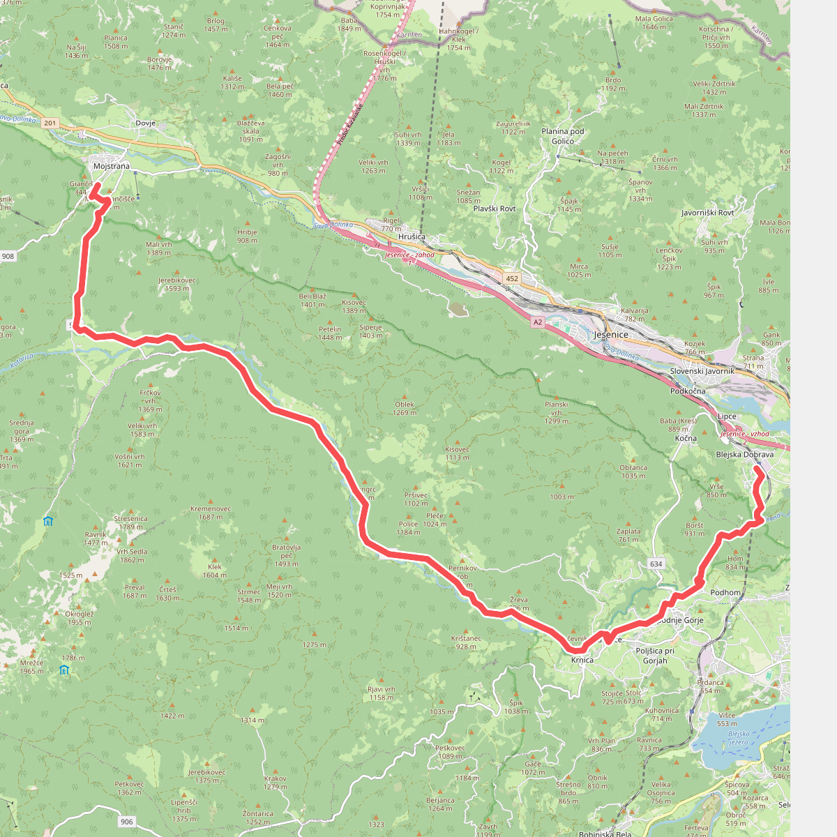 Blejska Dobrava-Zg. Radovna-Mojstrana