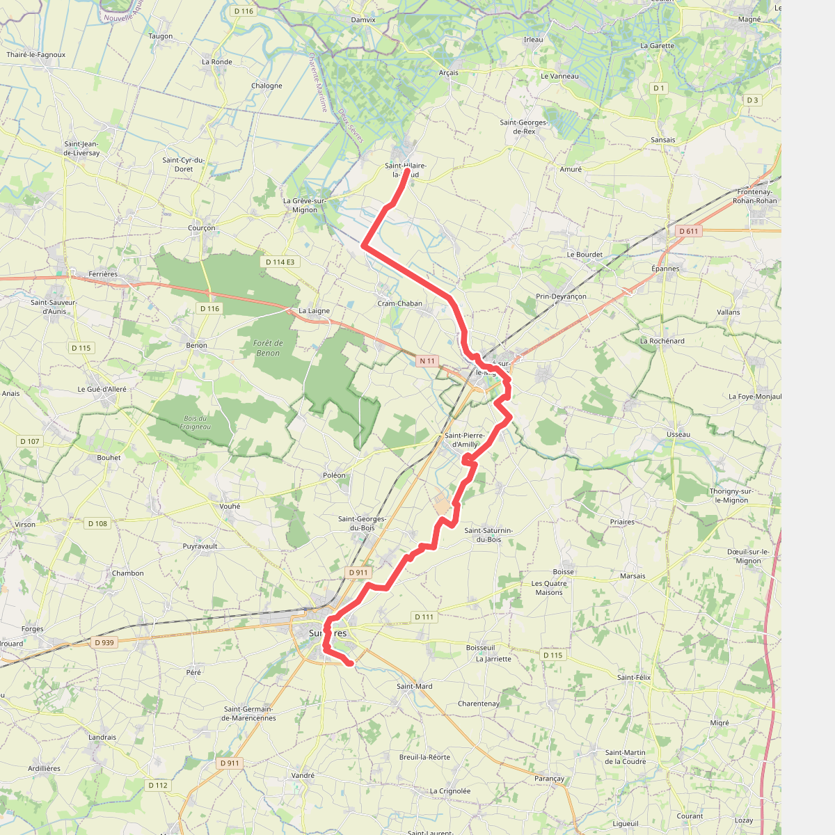 Chemin de l'Atlantique · St-Hilaire-la-Palud – Surgères