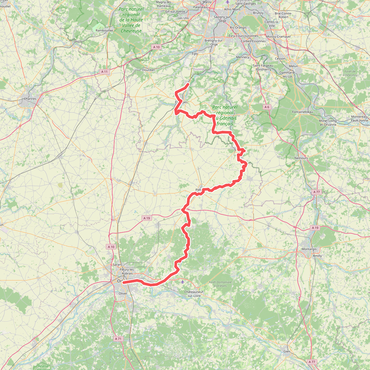 Via Turonensis par Orléans, Etréchy - Orléans